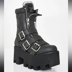 Dolls Kill Current Mood Detroit distressed boots size US7.5/EU38